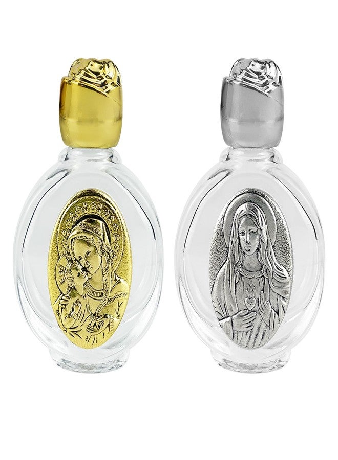 LCJAOF 2pcs Holy Water Bottle Decorative Bottles Holy Water Container Religious Containers for Holy Water or Oil for Catholic Christian Parties Church (Gold Silver 2) - Image 1